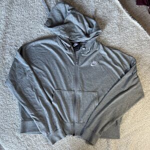 Nike Heather Gray Full-Zip Crop Hoodie